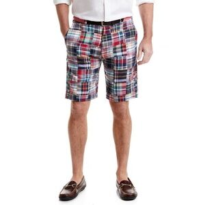 Castaway Nantucket Island CISCO SHORT 36 Patchwork Madras Plaid 9" Short Preppy